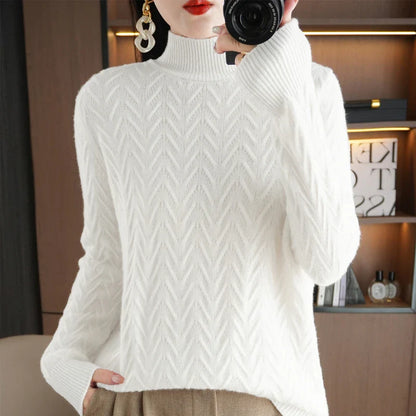 Women's Cashmere Sweater Long Sleeve Knitted Cashmere Sweater