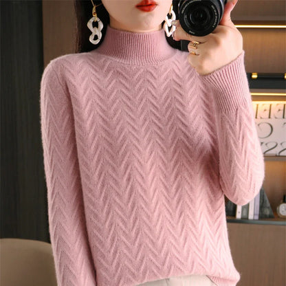 Women's Cashmere Sweater Long Sleeve Knitted Cashmere Sweater