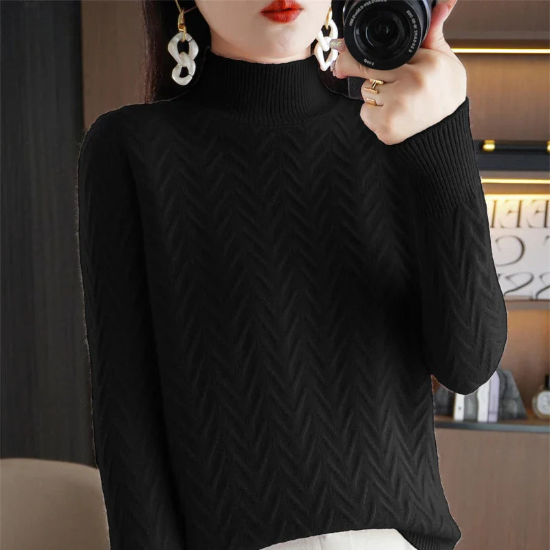 Women's Cashmere Sweater Long Sleeve Knitted Cashmere Sweater